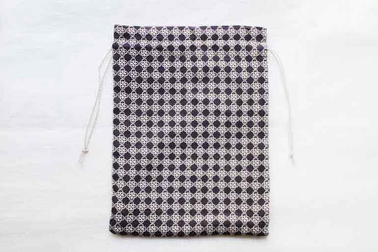 リネンプリントルールー<br />巾着セットマルベリー